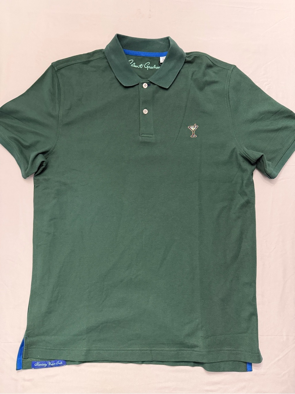 Robert GrahamDark Green Polo with Embroidered Cocktail Logo - Classic Men’s Polo